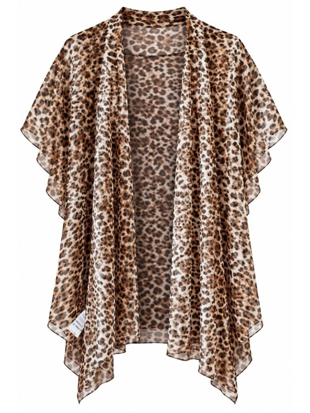Women Leopard Print Kimono Cover up Swimsuit Chiffon Multicolor One Size